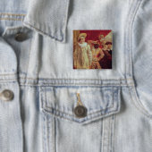 Harlequin, Pierrot en Scapin, Actoren van de Com Vierkante Button 5,1 Cm (In situ)