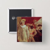 Harlequin, Pierrot en Scapin, Actoren van de Com Vierkante Button 5,1 Cm (Voorkant /achterkant)