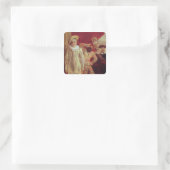 Harlequin, Pierrot en Scapin, Actoren van de Com Vierkante Sticker (Tas)