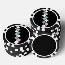 Harlequin Poker Chips (Zwart, Aqua & Roze)