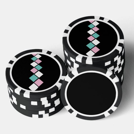 Harlequin Poker Chips (Zwart, Aqua & Roze) (Opstapeling)