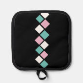 Harlequin Pothouder (zwart, Aqua & roze) Pannenlap (Voorkant)