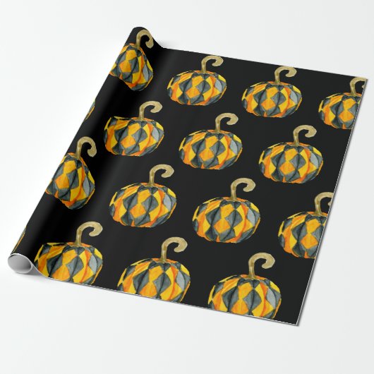 Harlequin Pumpkin Pattern Cadeaupapier (Uitgerold)