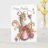 Harlequin Quartz Dragon (Gemini) - Verjaardag Kaar Kaart (Gele Bloem)