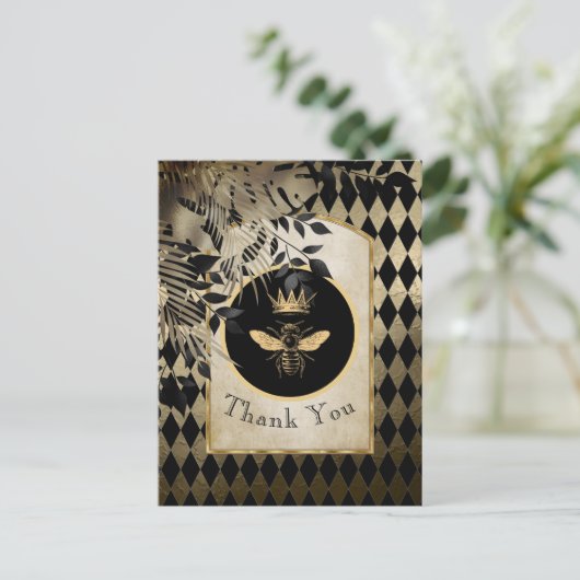 Harlequin Queen Bee Dank u Briefkaart (Staand voorkant)