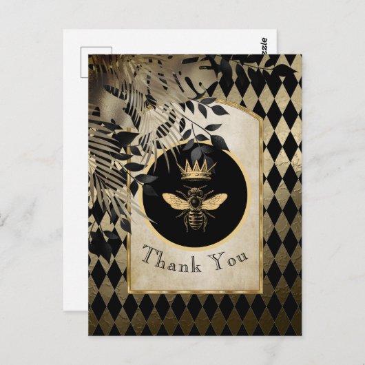 Harlequin Queen Bee Dank u Briefkaart (Voorkant / Achterkant)