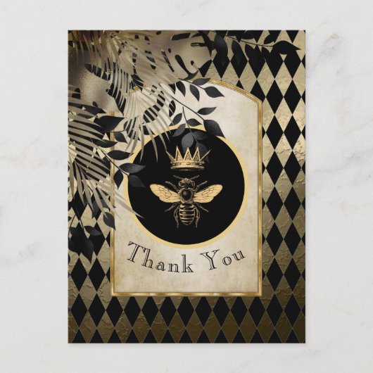 Harlequin Queen Bee Dank u Briefkaart (Voorkant)