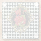  Harlequin Red Begonias Glazen Onderzetter (Achterkant)