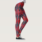Harlequin Red Black White, koningin van harten Leggings (Rechts)