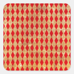 Harlequin Red Vintage Vierkante Sticker