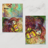 HARLEQUIN, rode gele groene blauwe sparren Visitekaartje (Voorkant / Achterkant)