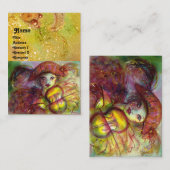 HARLEQUIN, rode gele groene sparren Visitekaartje (Voorkant / Achterkant)