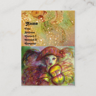 HARLEQUIN, rood bruin geel groen sprankelt Visitekaartje