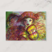 HARLEQUIN, rood geel groen blauw schittert Visitekaartje (Achterkant)