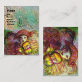 HARLEQUIN, rood geel groen blauw schittert Visitekaartje (Voorkant / Achterkant)