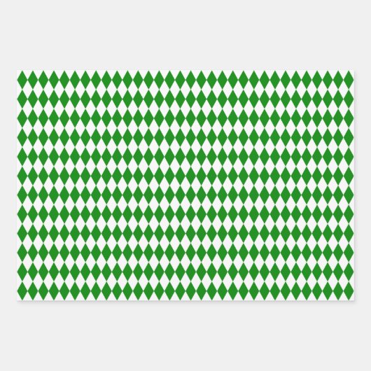 Harlequin, rood, groen en wit inpakpapier vel (Voorkant 2)