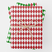 Harlequin, rood, groen en wit inpakpapier vel (In situ)