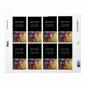 HARLEQUIN rood roze paars geel Etiket (Full Sheet)