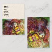 HARLEQUIN, roze rode gele witte sparren Visitekaartje (Voorkant / Achterkant)