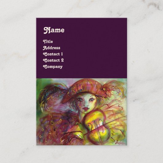 HARLEQUIN, roze rode, groene paarse muggen Visitekaartje (Voorkant)