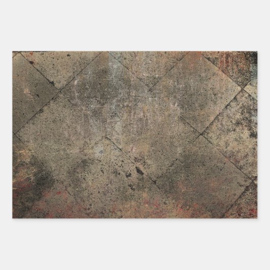  Harlequin Sepia Bruin Zwart Grunge Textuur Inpakpapier Vel (Voorkant 3)