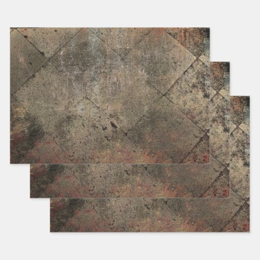 Harlequin Sepia Bruin Zwart Grunge Textuur Inpakpapier Vel (Set)