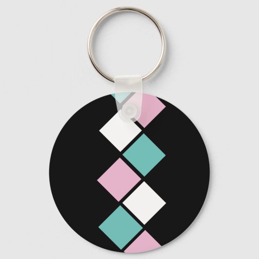 Harlequin Sleutelhanger (Zwart, Aqua & Roze) (Voorkant)