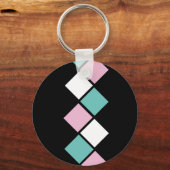 Harlequin Sleutelhanger (Zwart, Aqua & Roze) (Voorkant)