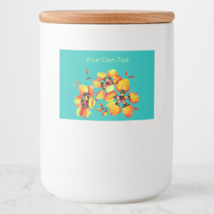 Harlequin Sparas Tricolor Waterverf Flowers Voedselcontainer Etiket