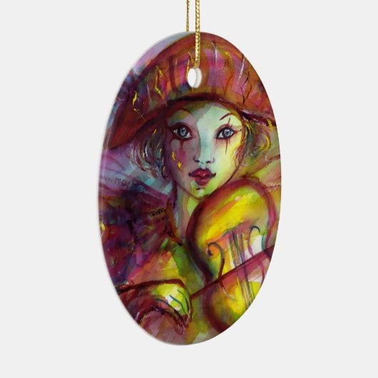 HARLEQUIN SPEELT VIOLIN Venetian Masquerade Keramisch Ornament (Rechts)