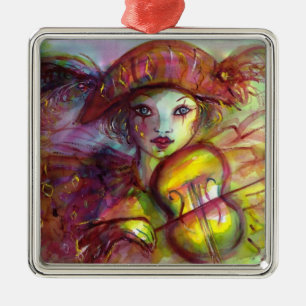 HARLEQUIN SPEELT VIOLIN Venetian Masquerade Metalen Ornament