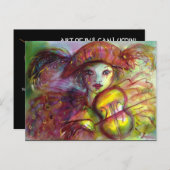 HARLEQUIN SPEELT VIOOLmuziek, Masquerade Party Uitnodiging Briefkaart (Voorkant / Achterkant)