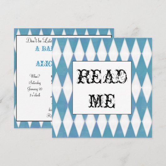 Harlequin Square Alice in Wonderland uitnodiging (Voorkant / Achterkant)