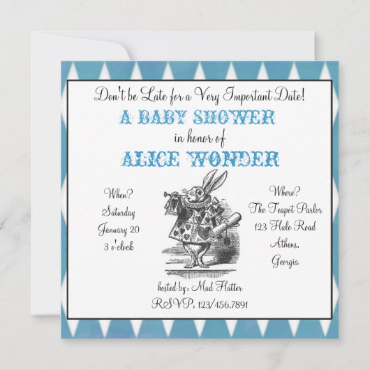 Harlequin Square Alice in Wonderland uitnodiging (Achterkant)