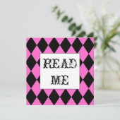 Harlequin Square Alice in Wonderland uitnodiging (Staand voorkant)