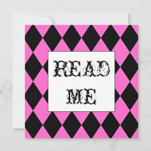 Harlequin Square Alice in Wonderland uitnodiging (Voorkant)