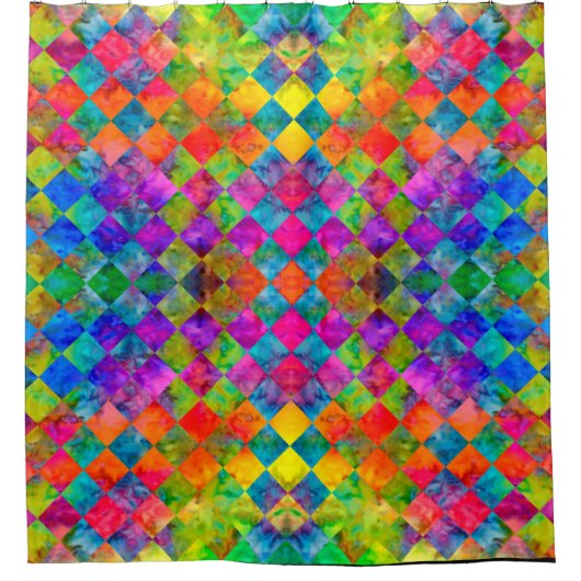 [Harlequin Stropdas-Dye] Diamond Fractal Gecontrol Douchegordijn (Voorkant)