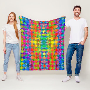 [Harlequin Stropdas-Dye] Diamond Fractal Gecontrol Fleece Deken