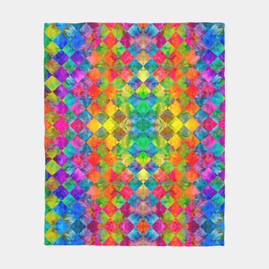 [Harlequin Stropdas-Dye] Diamond Fractal Gecontrol Fleece Deken (Voorkant)