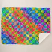 [Harlequin Stropdas-Dye] Diamond Fractal Gecontrol Sherpa Deken (Voorkant (horizontaal))