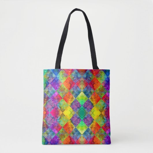 [Harlequin Stropdas-Dye] Diamond Fractal Gecontrol Tote Bag (Voorkant)