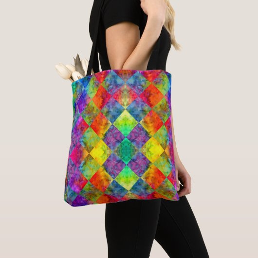 [Harlequin Stropdas-Dye] Diamond Fractal Gecontrol Tote Bag (Dichtbij)