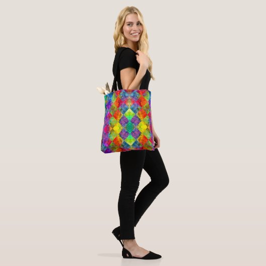 [Harlequin Stropdas-Dye] Diamond Fractal Gecontrol Tote Bag (Op model)