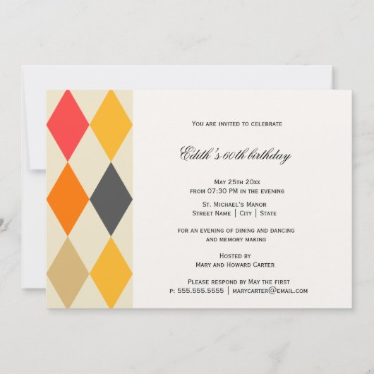 Harlequin Style | partijuitnodiging Kaart (Achterkant)