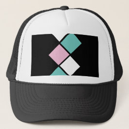 Harlequin Trucker Hat (Zwart, Aqua & Roze) Trucker Pet