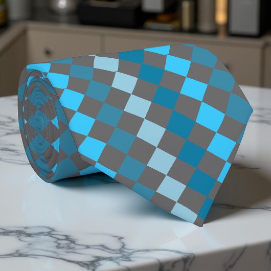 Harlequin Turquoise en Gray Pattern Stropdas