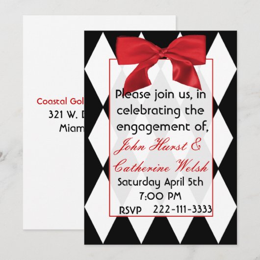  Harlequin verlofpartij Uitnodiging (Voorkant / Achterkant)