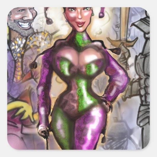 Harlequin Vierkante Sticker (Voorkant)