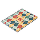 Harlequin Vintage Gold Red Green Monogram Argyle Notitieboek (Linkerzijde)