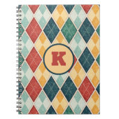 Harlequin Vintage Gold Red Green Monogram Argyle Notitieboek (Voorkant)